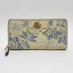 3762 GUCCI グッチ 長財布 花がら フローラ GG リボン ラウンドファスナー