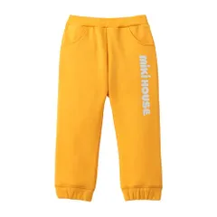 新品 [ミキハウス] WEB限定 ロゴパンツ ロングパンツ ズボン ロゴ 無地 男の子 女の子 ベビー キッズ 子供服 通園 通学 10-3219-680 80cm 黄