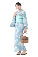 新品 [たゆたふ] 二部式浴衣 3点 セット 帯 下駄 花柄 簡単 二部式 セパレート (パステル 乱菊柄 M)