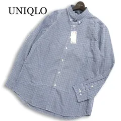 【新品 未使用】 UNIQLO ユニクロ 通年★ 長袖 ブロード ギンガム チェック ボタンダウン シャツ Sz.XL メンズ 大きいサイズ
