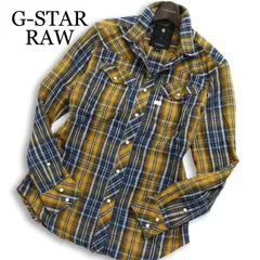 G-STAR RAW ジースター ロウ 【3301 SHIRT L/S】 通年 長袖 インディゴ チェック ワーク シャツ Sz.M メンズ