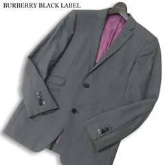 BURBERRY BLACK LABEL バーバリー ブラックレーベル 春夏★ シルク混 ストライプ テーラード ジャケット Sz.38R メンズ 灰
