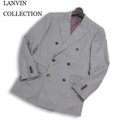 LANVIN COLLECTION ランバン コレクション 春夏 背抜き★ ダブル チェック ジャケット ブレザー 日本製 Sz.S50-26 メンズ 灰