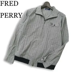 FRED PERRY フレッドペリー 通年 ロゴ刺★ 綿100% グレンチェック ジップアップ ライト ジャケット Sz.L メンズ ブラック