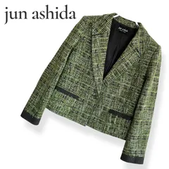 jun ashida 極美品 ジュンアシダツイード ジャケット 13 LL XL 2L 大きいサイズ グリーン 緑 刺しゅう 1ボタン テーラード 日本製 皇室御用達 最高級 芦田淳 入学式 卒業式 お受験 セレモニー フォーマル 1029KZ