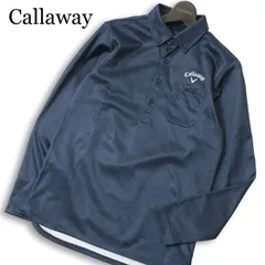Callaway キャロウェイ ゴルフ 秋冬 裏起毛 ロゴ刺★ 長袖 チェック柄 ポロシャツ プルオーバー Sz.M メンズ 紺 ネイビー