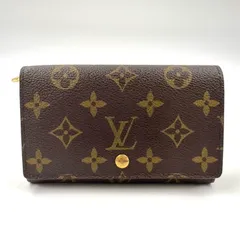LOUIS VUITTON ポルトモネ ビエ トレゾール モノグラム モノグラム レザー×PVC ブラウン 二つ折り財布 ゴールド M61730 