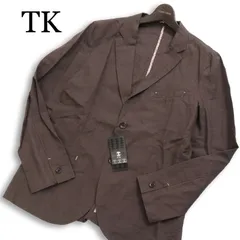 【新品 未使用】 TK タケオキクチ 春夏★ 麻 リネン 綿 テーラード サマー ジャケット ブレザー Sz.3 メンズ 茶系のサムネイル