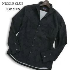 NICOLE CLUB FOR MEN ニコルクラブ フォーメン 春夏 襟ワイヤー★ 花柄 総柄 長袖 BD スリム シャツ Sz.48 メンズ 黒