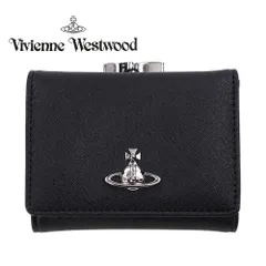 ヴィヴィアンウエストウッド Vivienne Westwood 財布 がま口 三つ折り ブラック シルバー ヴィクトリア サフィアーノ ウォレット ミニ財布 オーブ 5115002MW