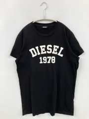 DIESEL ディーゼル Tシャツ/カットソー ブラック 前面プリント ブランドロゴ ミドル丈 半袖 クルーネック(丸首)