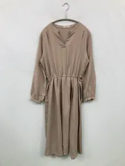 GLACIER グラシア ワンピース M ベージュ 無地 リボン 長袖 ミモレ・半端丈 フレア