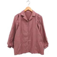 アクシーズファム axes femme オープンカラー シャツ ブラウス ギャザー ボリュームスリーブ 無地 長袖 F くすみピンク /NT22