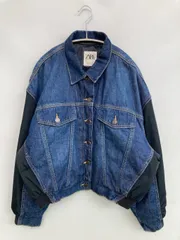 ZARA ザラ デニムジャケット USA M ブルー 無地 フードなし ボタン留め
