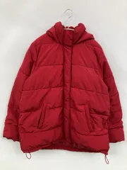 COLZA コルザ ダウンジャケット/コート L レッド 無地 ミドル丈 フードあり ジップアップ