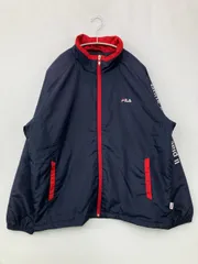 FILA フィラ ナイロンジャケット LL ネイビー 無地 ブランドロゴ フードなし