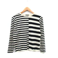 23区 オンワード樫山 ニット セーター 長袖 ウール ボーダー 38 ブラック 黒 /KT27