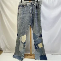 01w-6329 mnml ミニマル  パッチワーク フレアデニム  ボタンフライ   ブルー  サイズ32  メンズ ボトムス  コットン  【中古品】