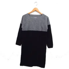 ビームスハート BEAMS HEART ニット ワンピース 長袖 ロング バイカラー 無地 ウール混 グレー 灰 ブラック 黒 /FT20