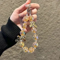 携帯ストラップ キーホルダー ビーズ 蝶結び チェーン バッグチャーム 少女 バッグ用 卸売