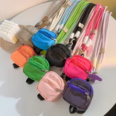 スマホストラップ インスタグラム風 オレンジ ミニバッグチャーム 首掛け 肩掛け 携帯ケース用 汎用 外出用