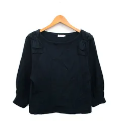 アナトリエ ANATELIER ニット セーター 七分袖 リボン シンプル 38 ネイビー 紺 /KT23