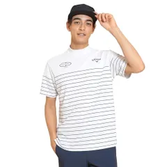 新品 [キャロウェイ] メンズ 半袖 モックネックシャツ (吸汗速乾性・裏クール・ボーダー柄) / ゴルフ / C25134109 1030_ホワイト LL