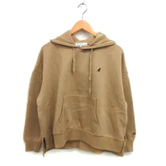 カンゴール KANGOL 裏起毛 パーカー フーディ ワイド リブ ロゴプリント スリット コットン混 長袖 L ベージュ /NT28