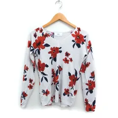 アズールバイマウジー AZUL by moussy フラワー柄 Vネック 長袖 ニット セーター S オレンジ系 /FT28