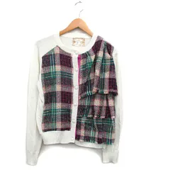 ヴェロフォンナ Re.Verofonna ニット カーディガン 長袖 ツイード フリル 38 アイボリー 白 /KT8