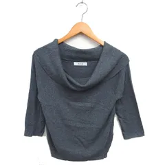 マイストラーダ Mystrada オフタートル ショート ニット セーター ドレープ リブ ハイゲージ 七分袖 38 グレー /NT11