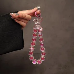 スマホケースストラップ キーホルダー ビーズ 蝶 個性 デザイン 携帯ストラップ バッグチャーム リストストラップ