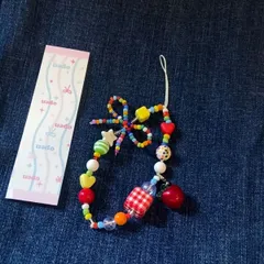 携帯ストラップ カラフル ビーズ チェーン デコレーション DIY アクセサリー