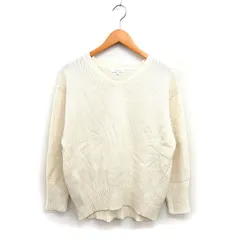 グローバルワーク GLOBAL WORK Vネック ニット セーター ワイド リブ ドロップショルダー ロングテール 長袖 M オフホワイト /NT27