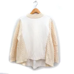 ビームスハート BEAMS HEART 切替 ニット セーター 長袖 ハイネック リブ ケーブル編み ライトベージュ /FT27