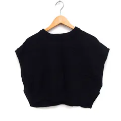 ワンアフター アナザー ナイスクラップ one after another NICE CLAUP ニット ベスト クロップド丈 フレンチスリーブ 柄編み F ブラック 黒 /FT2