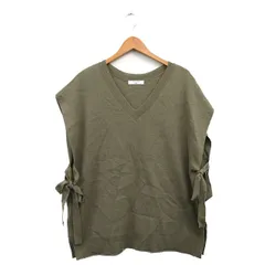 サマンサモスモス SM2 ニット ベスト リボン Vネック シンプル F カーキ /KT5