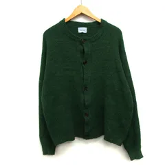 エマクローズ EMMA CLOTHES ニット カーディガン ローゲージ シンプル 切替リブ 長袖 丸首 L グリーン 緑 /HT3