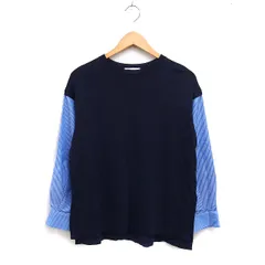 エムケー ミッシェルクラン MK MICHEL KLEIN フェイクレイヤード ニット セーター 長袖 丸首 切替 38 ネイビー 紺 /FT3