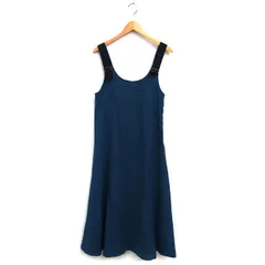 アンドサーチ And Search ワンピース フレア マキシ丈 ノースリーブ シンプル サイドジップ M 青 ブルー /NT34