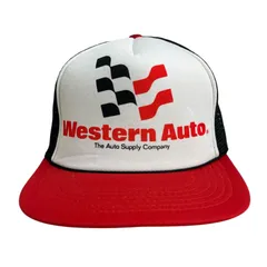 【キャップ/帽子】80-90s Western Auto（ウエスタンオート） ビンテージ メッシュキャップ ツートン レッド 赤 ブラック 黒 ホワイト 白
