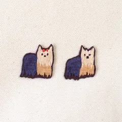 横振り刺繍のワッペン/ヨークシャテリア
