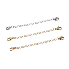 アクセサリーパーツ 金具 簡単着脱 ２本セット 両端留め具付き アジャスター 延長チェーン ステンレス 便利アイテム (シルバー) [シルバー]