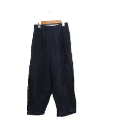 アースミュージック&エコロジー EARTH MUSIC & ECOLOGY ワイドパンツ リネン シンプル M ネイビー 紺 /KT10