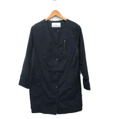 ナチュラルビューティーベーシック NATURAL BEAUTY BASIC ノーカラー コート ミドル丈 コットン シンプル M ネイビー 紺 /KT7