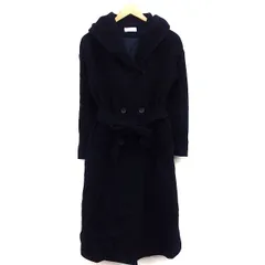 ハレ HARE フード コート ロング ダブル メルトン 無地 ウエストリボン ウール混 S ブラック 黒 /HT26