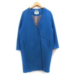 ニコアンド Niko and.. ノーカラー コート ロング 無地 シンプル 3 ブルー 青 /HT30