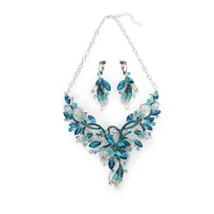 [ＫＫ　Ｓｏｌｉｓ] [日本国内検品] ネックレス イヤリング セット 国産コンバーター使用 シリコンパッド付き 結婚式 パーティー 演奏会 発表会 舞台 ナイトフォーマル 大ぶり 豪華 高見えPhoenix Plu [サファイアブルー] [イヤリングセット]