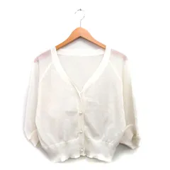 ラビアンジェ LAVEANGE カーディガン 長袖 Vネック シンプル M アイボリー 白 /KT28