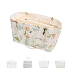 新品 ArcDiary バッグインバッグ 整理整頓 底板付き ジッパー付き ハンドル付き 軽量 収納バッグ インナーバッグ 防水生地 色落ちなし 使いやすい サテン ナイロン バッグインバック バックインバック 汎用型高級バッグ適用（メディアム、空谷幽蘭）